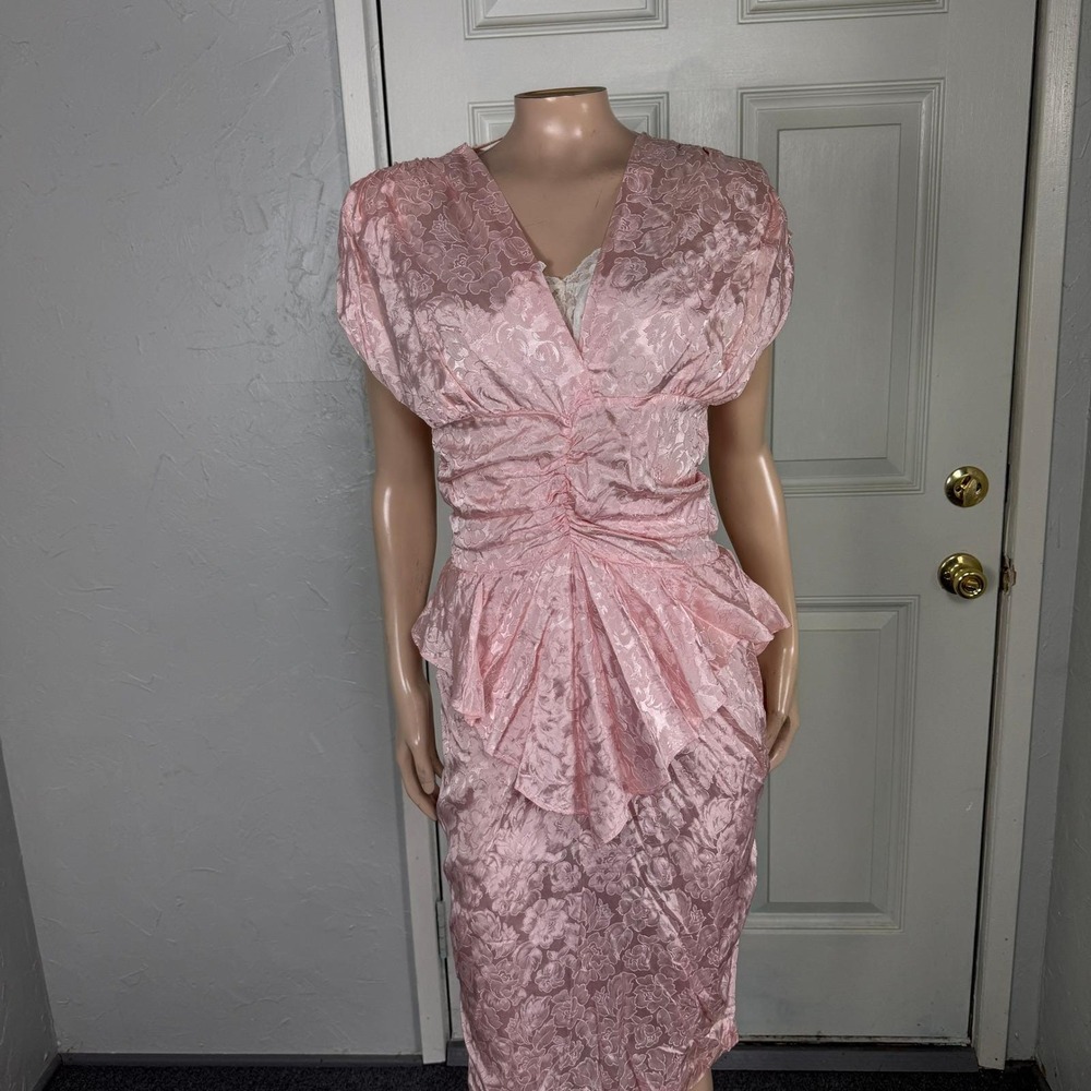 Vintage 80s Steppin' Out Prom Dress Formal Evening 5 Party Open back Brocade TT6